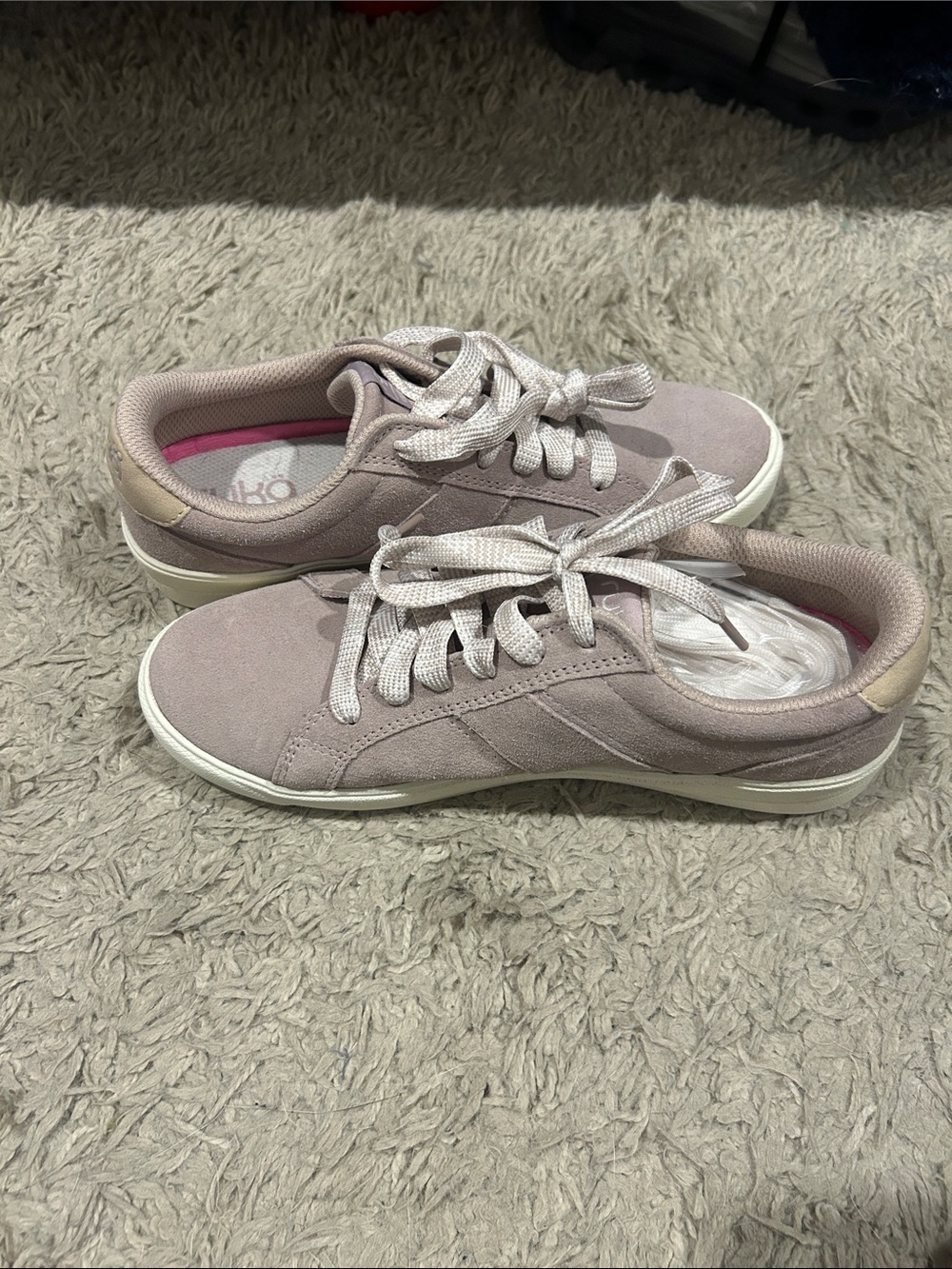 Ryka Women's Suede Lace-Up Sneakers in Mauve and White